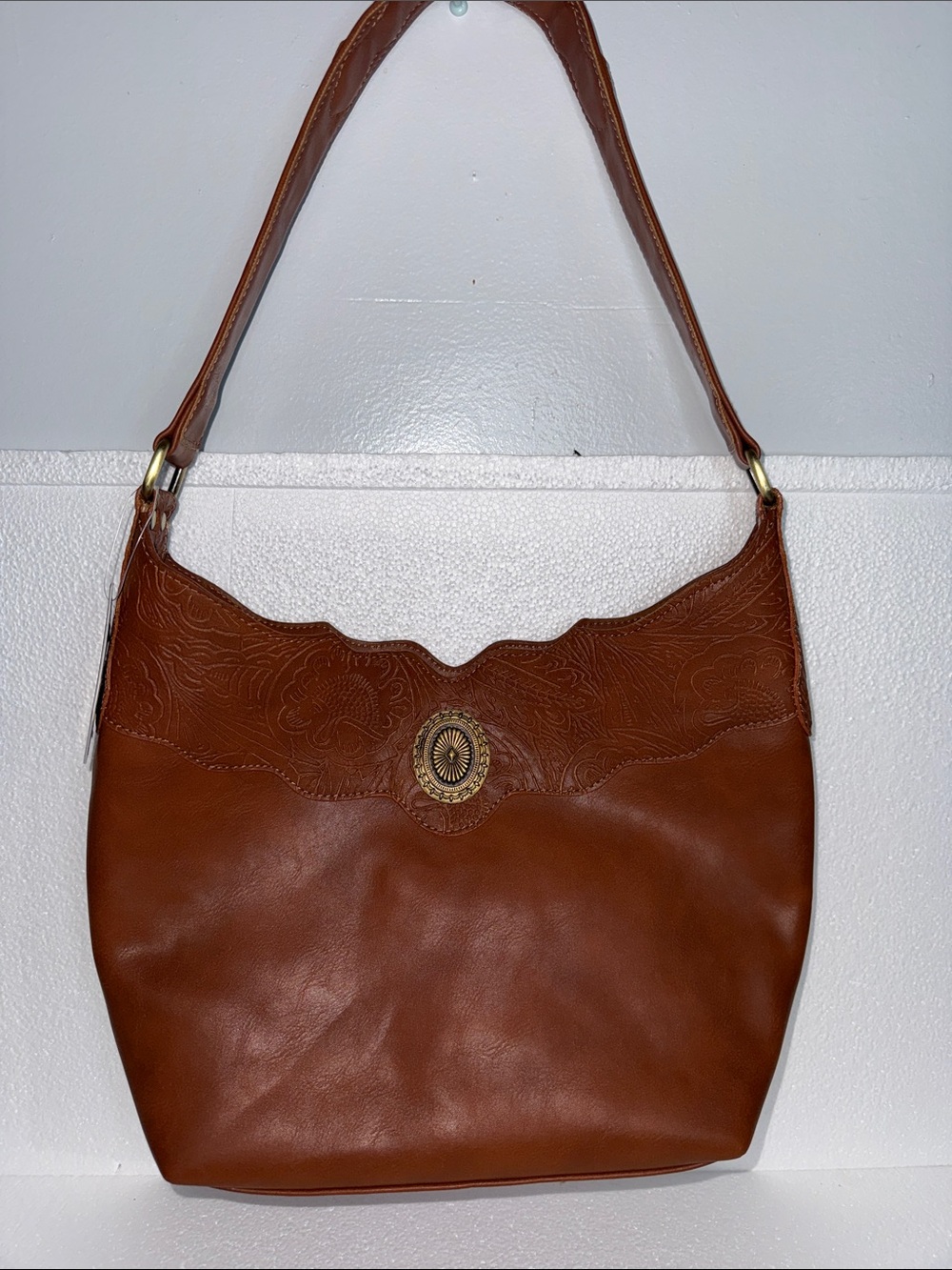Tan Leather-Textured Women’s Shoulder Bag